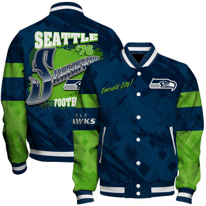 NFL Seattle Seahawks Warrior Spirit Signature Collection Retro Varsity Jacket