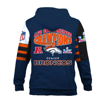 Denver Broncos 2025 AFC Conference Champions: The Ultimate Victory 3D Hoodie