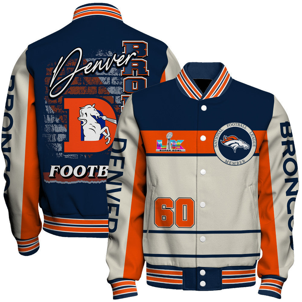 Denver Broncos Team Colors Graphic - Unmatched Style Varsity Jacket