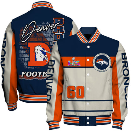 Denver Broncos Team Colors Graphic - Unmatched Style Varsity Jacket