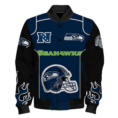 Seattle Seahawks Show Your Passion With The Fiery Design Varsity Jacket
