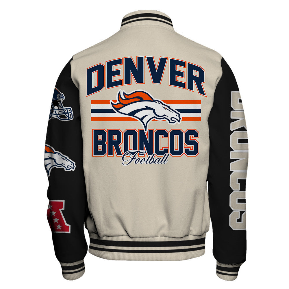 NFL Denver Broncos Power & Pride Game Day Cream/Black Varsity Jacket