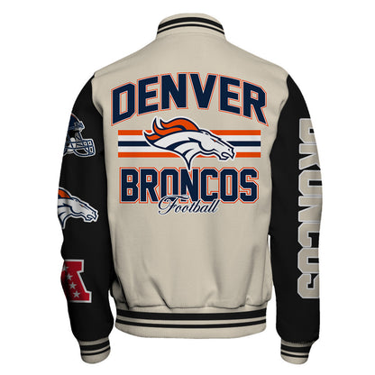 NFL Denver Broncos Power & Pride Game Day Cream/Black Varsity Jacket