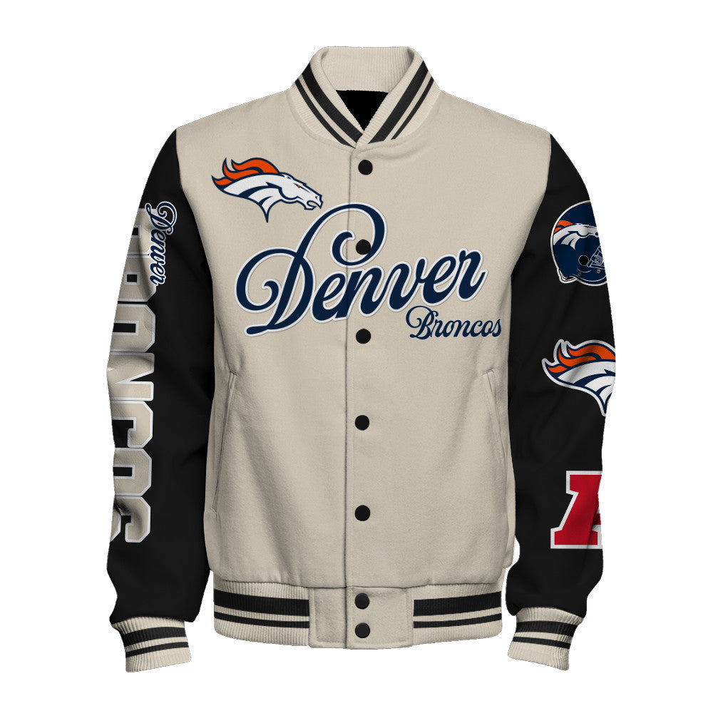 NFL Denver Broncos Power & Pride Game Day Cream/Black Varsity Jacket