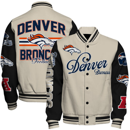 NFL Denver Broncos Power & Pride Game Day Cream/Black Varsity Jacket
