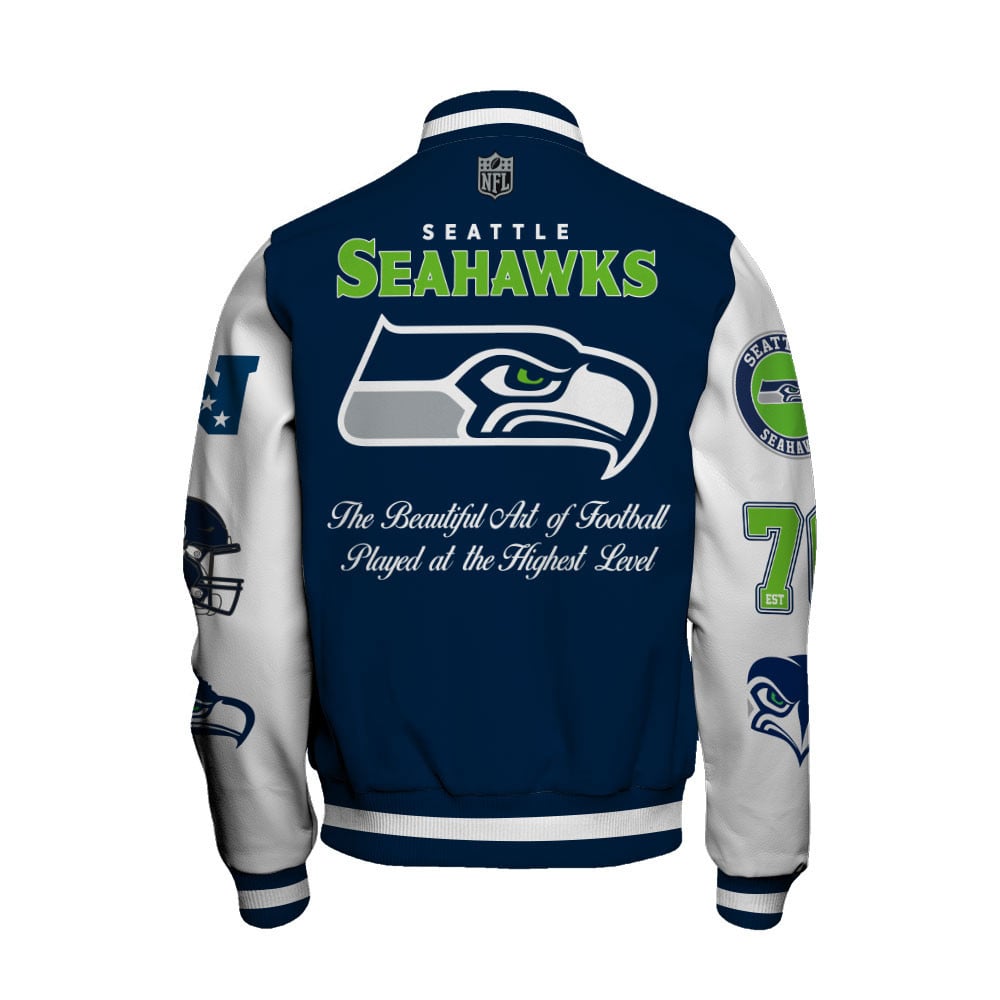 NFL Seattle Seahawks The Beautiful Art of Football Iconic Varsity Jacket
