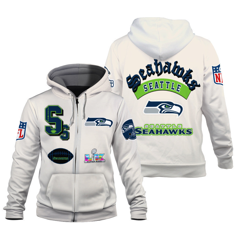 Seattle Seahawks When Icons Become Art 3D Zip Hoodie