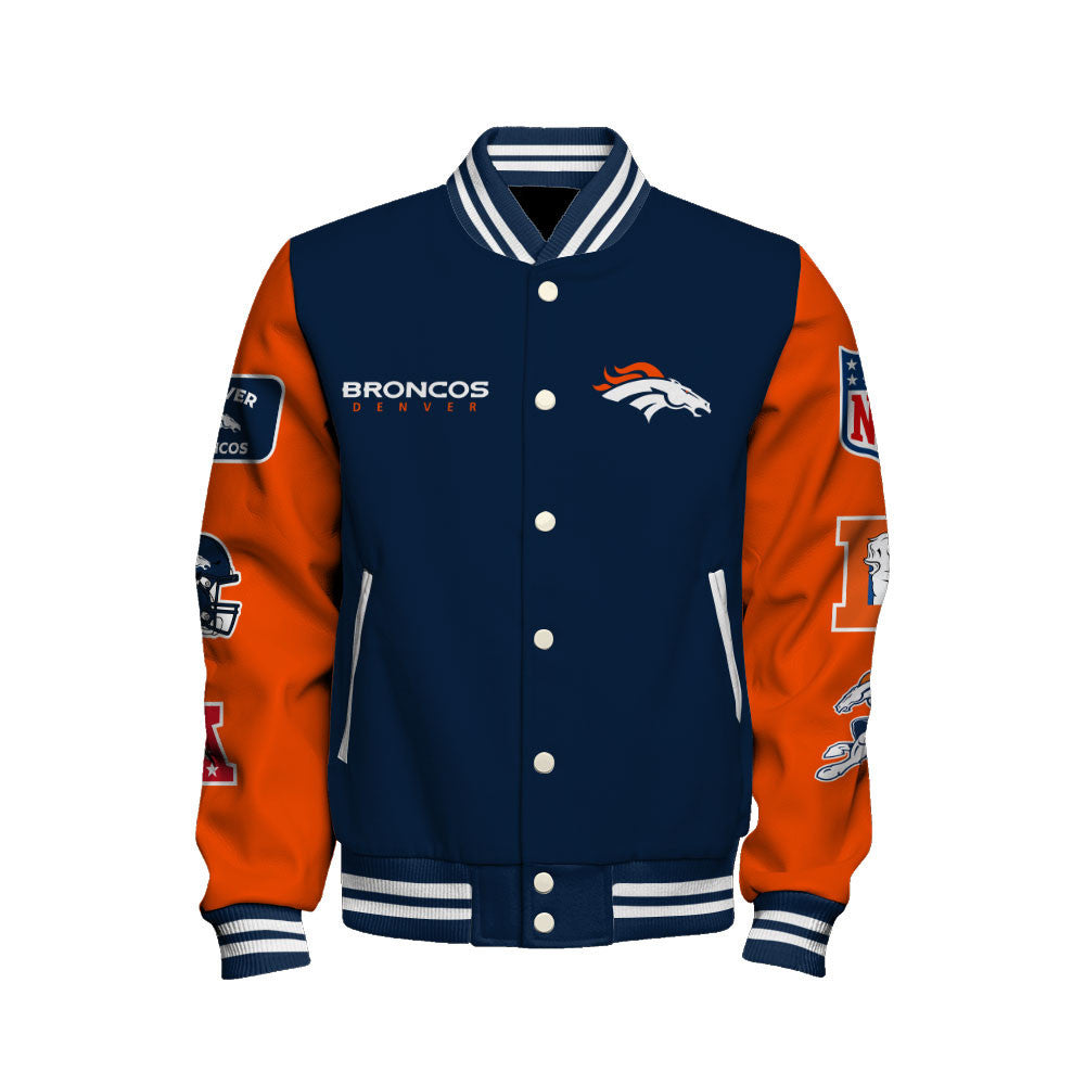 NFL Denver Broncos 3X Super Bowl Champions Iconic Design Varsity Jacket