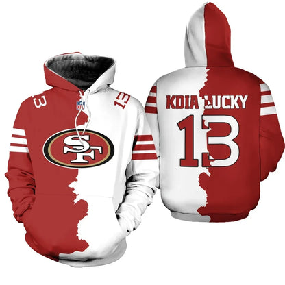 San Francisco 49ers Custom Name and Number 3D Printed Pullover Hoodie