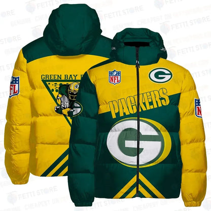 Green Bay Packers Full-Print Football Spirit 3D Down Jacket