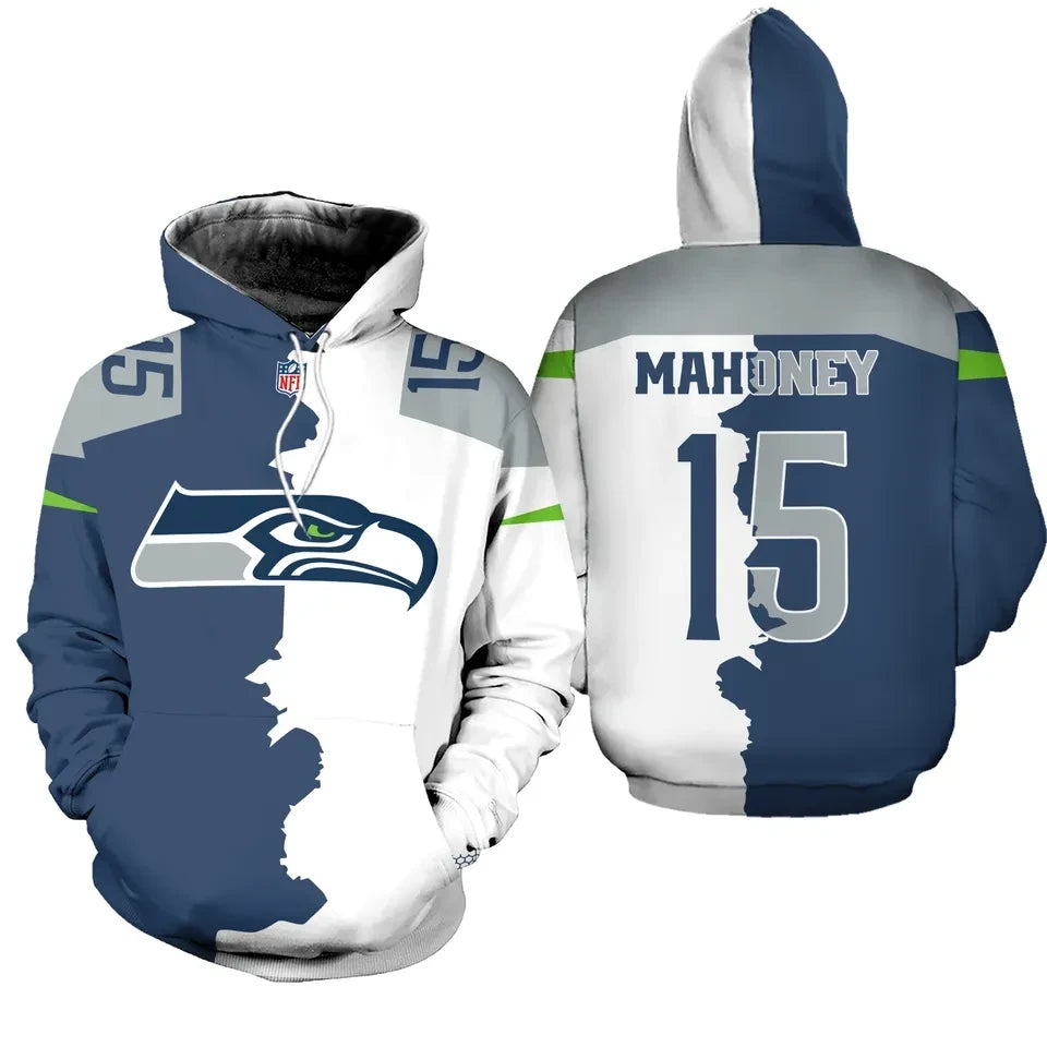 Seattle Seahawks Green Stripe Power Personalized 3D Pullover Hoodie