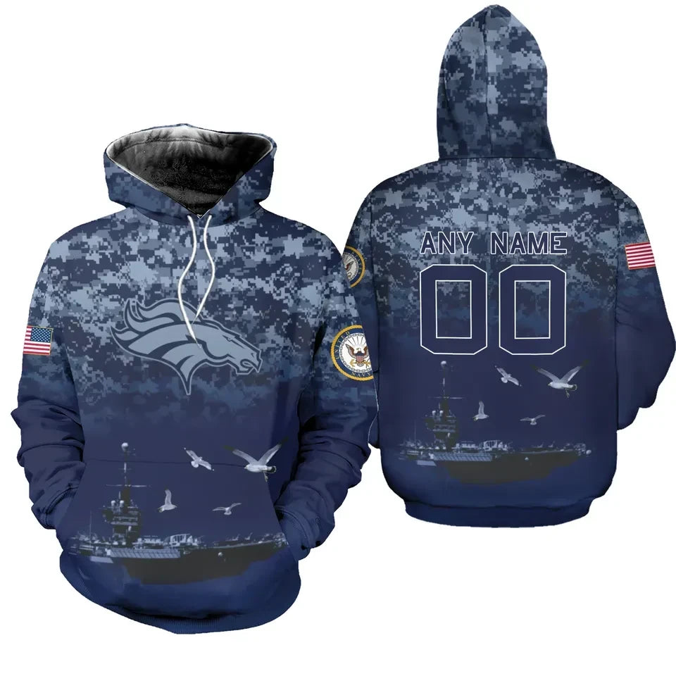 Denver Broncos Military Camo Custom 3D Pullover Hoodie