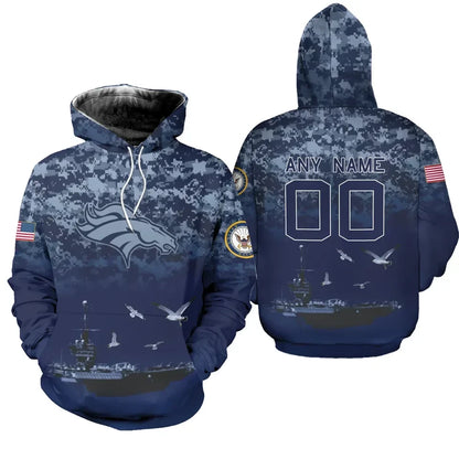 Denver Broncos Military Camo Custom 3D Pullover Hoodie