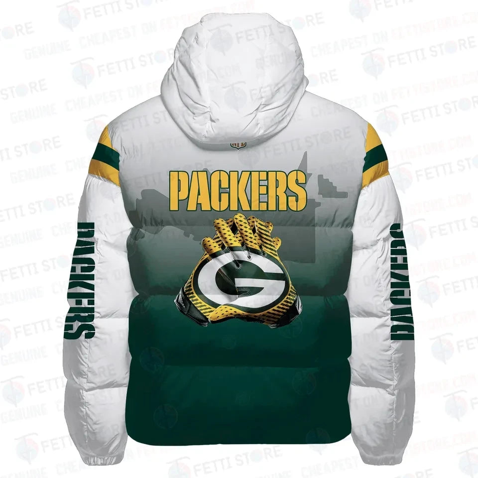 Green Bay Packers Football Glove Cityscape Edition 3D Down Jacket