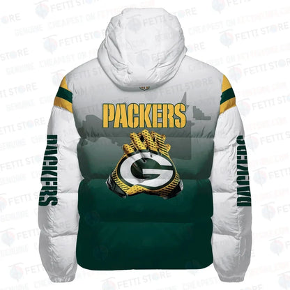 Green Bay Packers Football Glove Cityscape Edition 3D Down Jacket