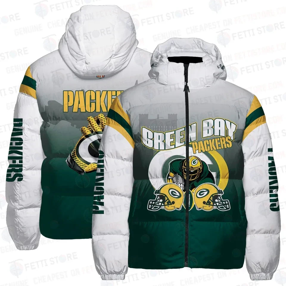 Green Bay Packers Football Glove Cityscape Edition 3D Down Jacket