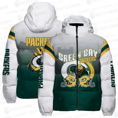 Green Bay Packers Football Glove Cityscape Edition 3D Down Jacket