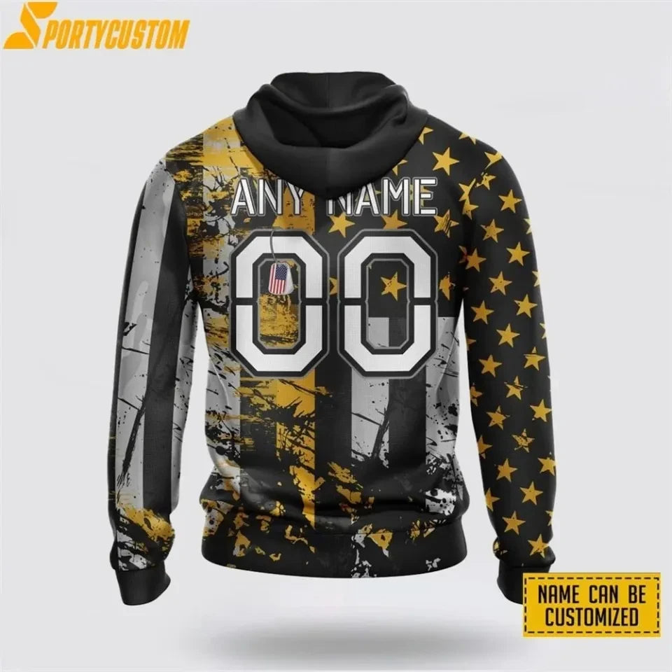Jacksonville Jaguars Distressed Flag Gold Star 3D Pullover Hoodie