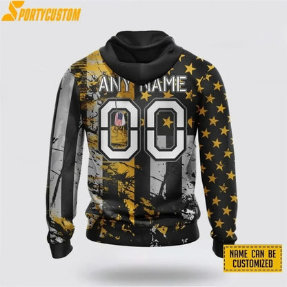 Jacksonville Jaguars Distressed Flag Gold Star 3D Pullover Hoodie
