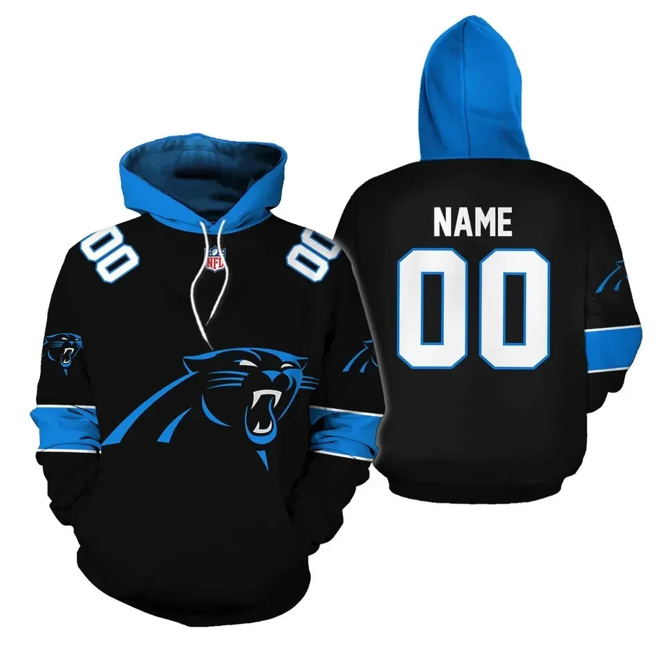 Carolina Panthers Jersey Style Personalized 3D Pullover Hoodie