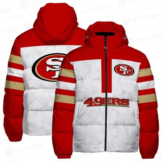 San Francisco 49ers Red Gold Stripe Logo 3D Down Jacket
