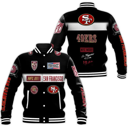 San Francisco 49ers NFL 3D Printed Baseball Jacket with Classic Graphics