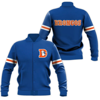 Denver Broncos NFL 3D Printed Baseball Jacket with Classic Graphics