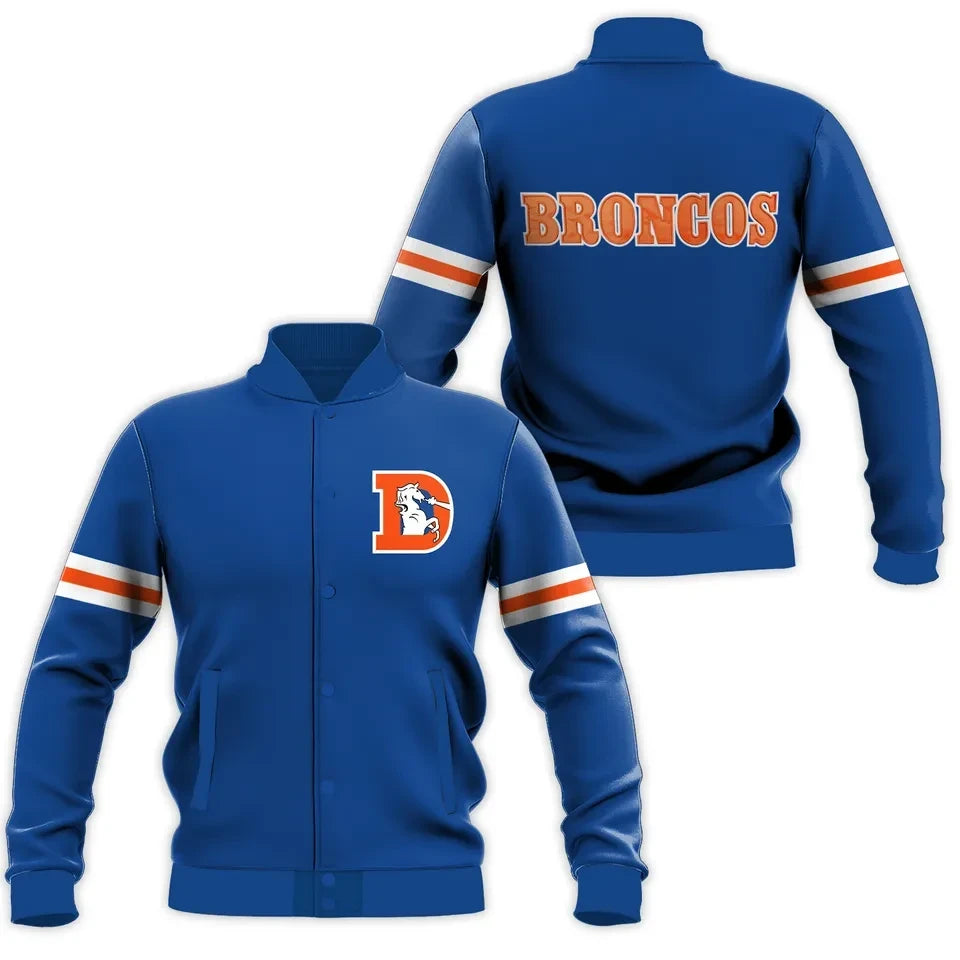 Denver Broncos NFL 3D Printed Baseball Jacket with Classic Graphics