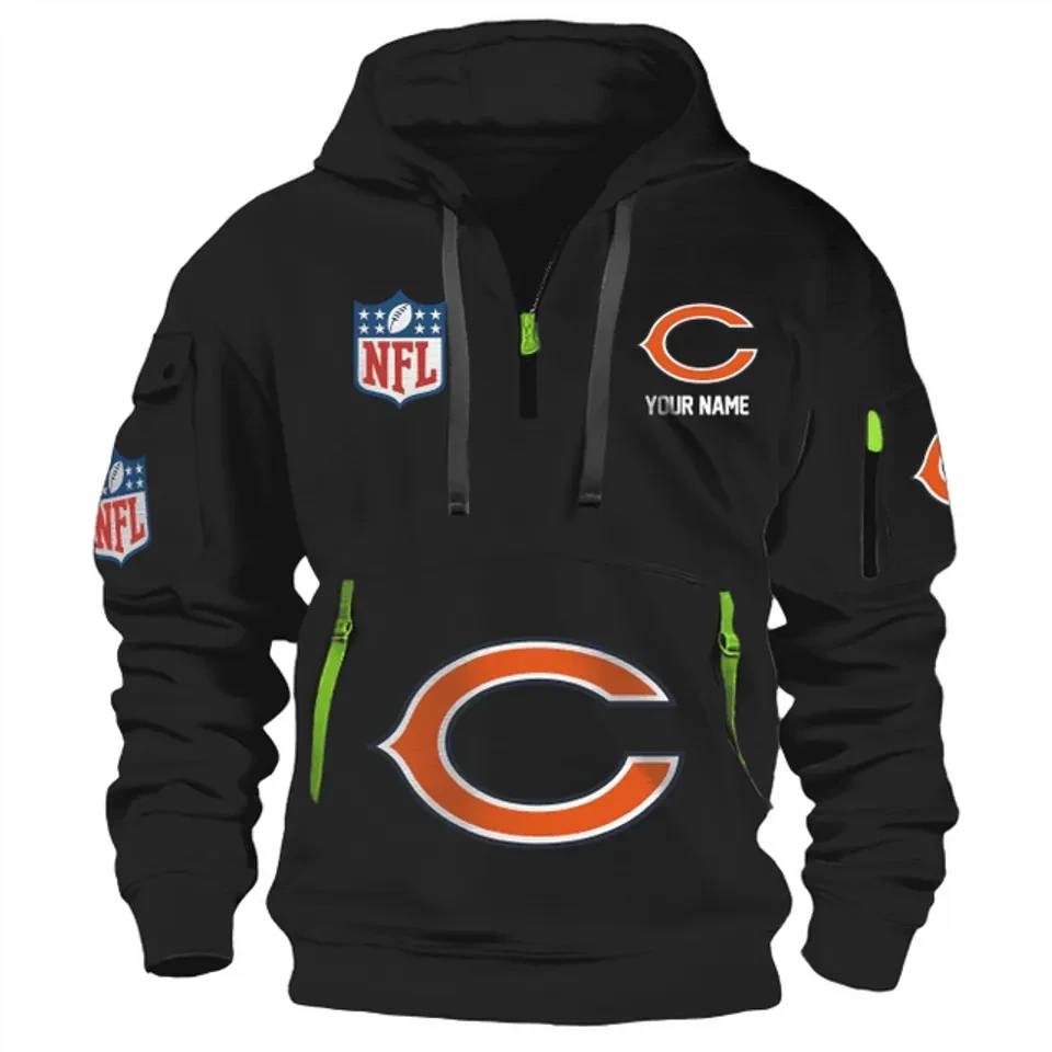Chicago Bears 3D Printed Custom Dynamic Hoodie – Bold Design, Personalized Style