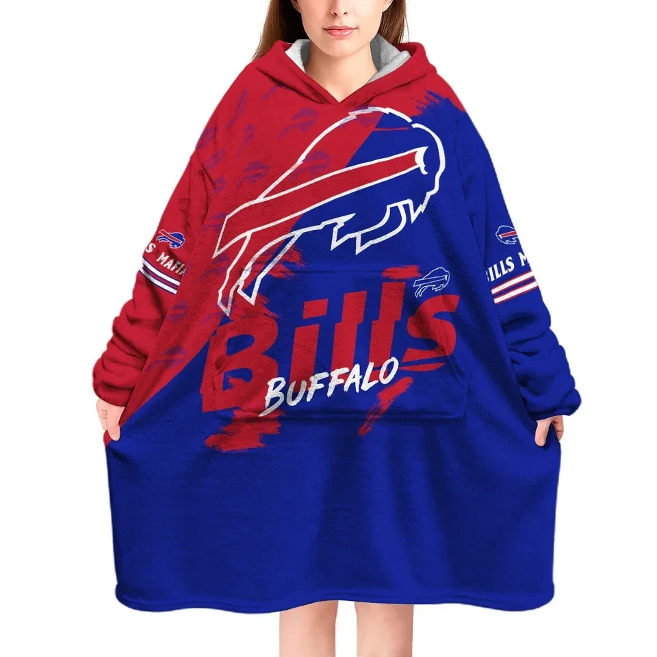 Buffalo Bills Oversized Blanket Hoodie – 3D Printed Comfort, Fierce Fan Style