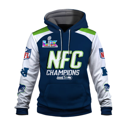 Seattle Seahawks King of The NFC 2025-26 Champions 3D Hoodie