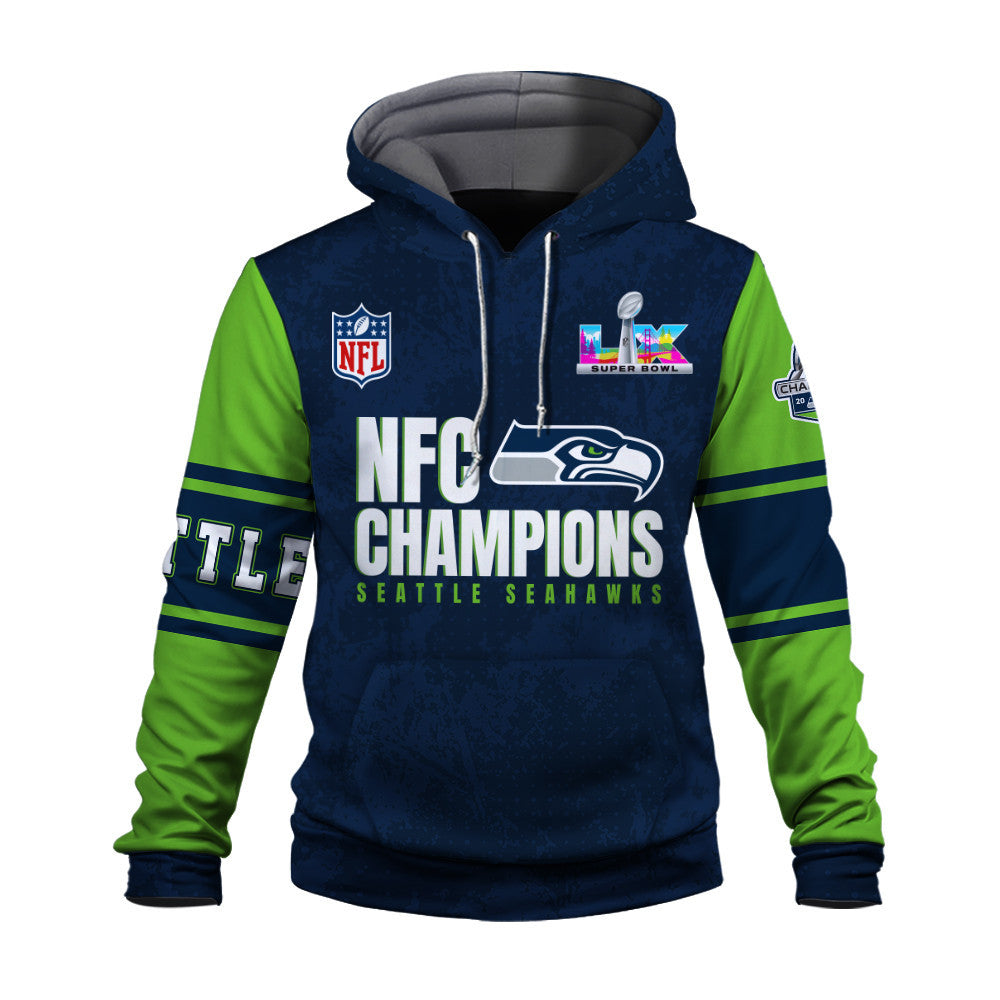 Seattle Seahawks NFC Conference Champions 3D Hoodie