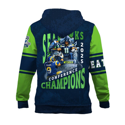 Seattle Seahawks NFC Conference Champions 3D Hoodie