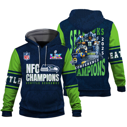 Seattle Seahawks NFC Conference Champions 3D Hoodie