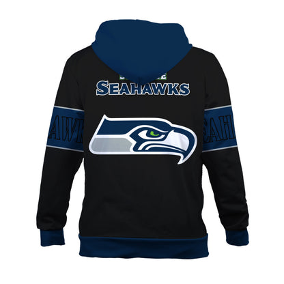 Seattle Seahawks Classic Design Team-Inspired 3D Zip Hoodie