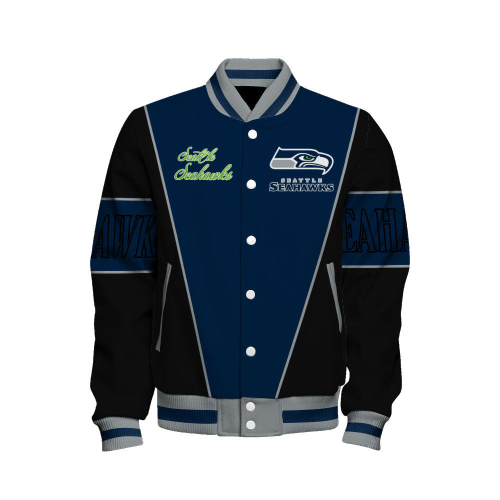 Seattle Seahawks Classic Design Team-Inspired Varsity Jacket