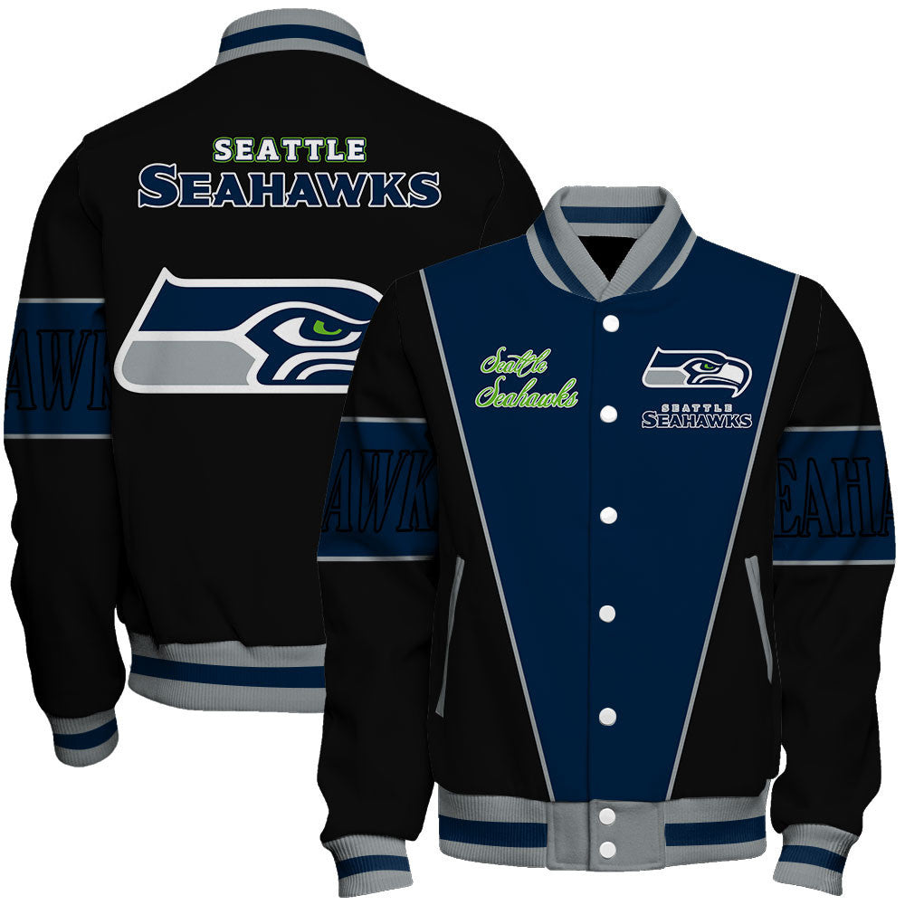 Seattle Seahawks Classic Design Team-Inspired Varsity Jacket