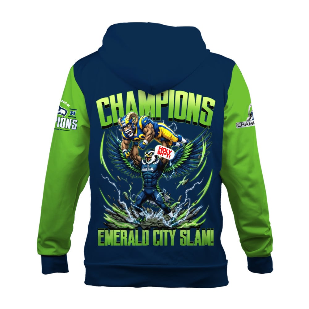 Seattle Seahawks 2025-26 NFC & Super Bowl Champions 3D Hoodie