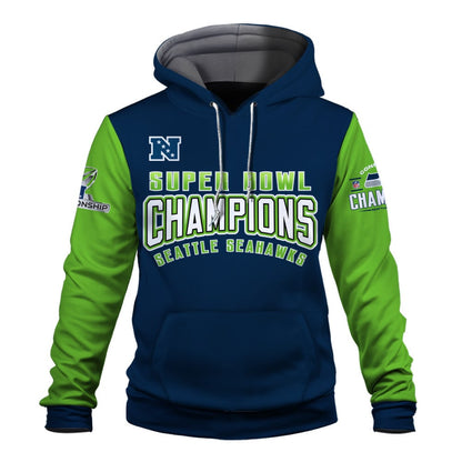 Seattle Seahawks 2025-26 NFC & Super Bowl Champions 3D Hoodie