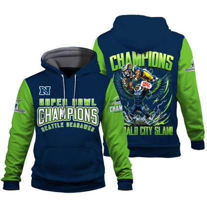 Seattle Seahawks 2025-26 NFC & Super Bowl Champions 3D Hoodie