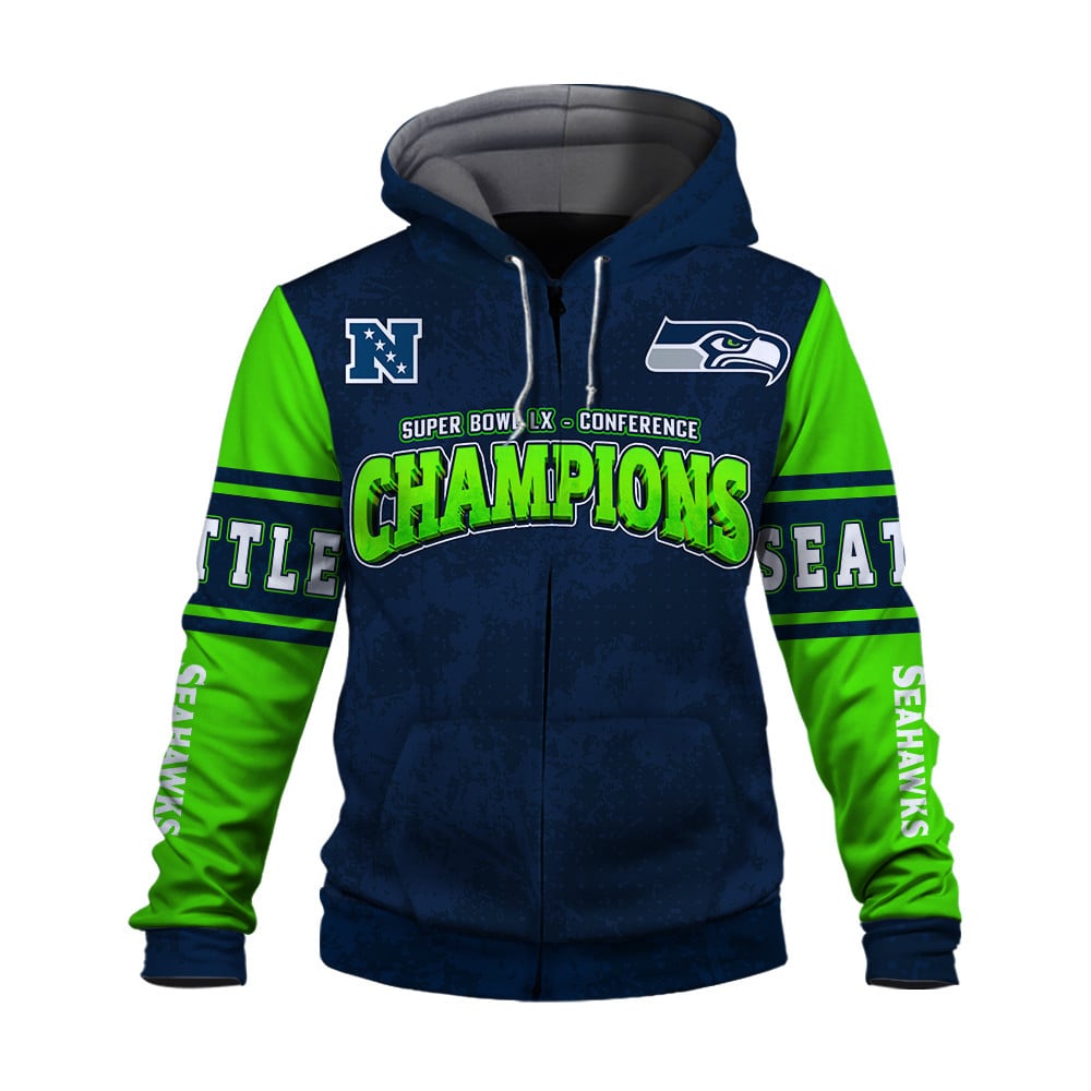 Seattle Seahawks Championship Glow Edition Zip Hoodie