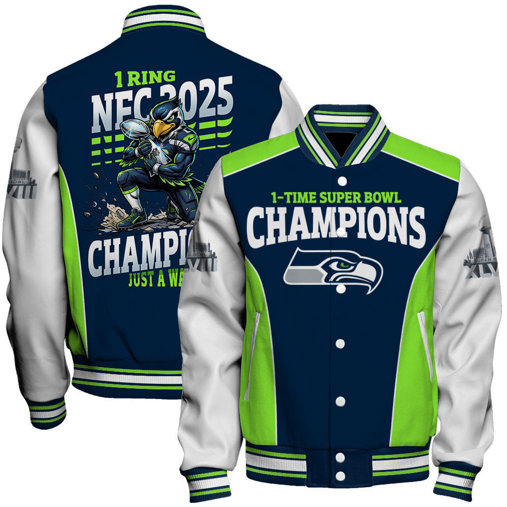 Seattle Seahawks The Pinnacle Of Sports Mascot Art Varsity Jacket