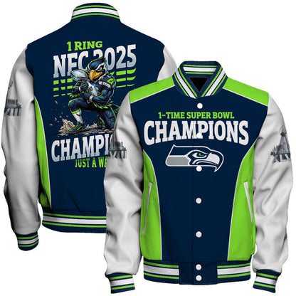 Seattle Seahawks The Pinnacle Of Sports Mascot Art Varsity Jacket
