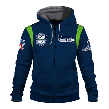 Seattle Seahawks 2025 AFC Champions Built Different 3D Zip Hoodie