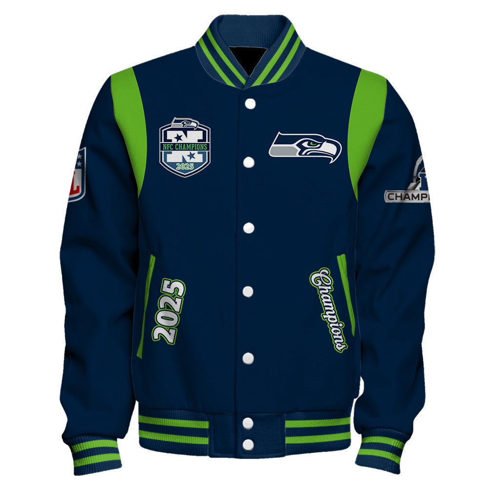 Seattle Seahawks 2025 AFC Champions Built Different Varsity Jacket