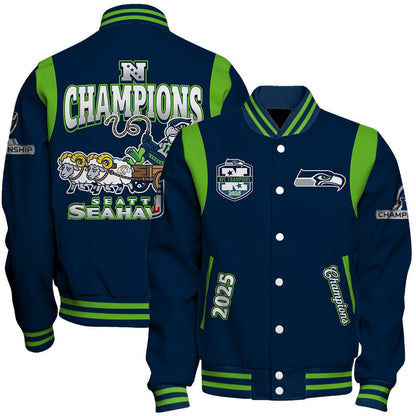 Seattle Seahawks 2025 AFC Champions Built Different Varsity Jacket