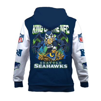 Seattle Seahawks King of The NFC 2025-26 Champions 3D Zip Hoodie