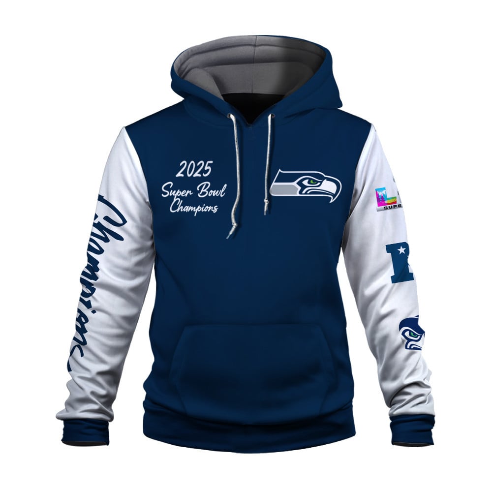 Seattle Seahawks 2025-26 Super Bowl LX Champions 3D Hoodie