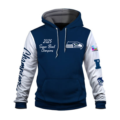 Seattle Seahawks 2025-26 Super Bowl LX Champions 3D Hoodie