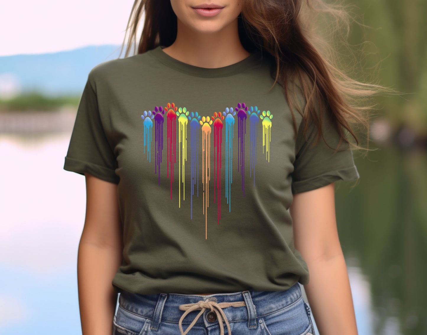 Colorful Dog Paw Heart Shirt, Dog Paw Shirt, Colorful Dog Heart Paw Tee, Gift Tee Dog Owner, Dog Lover Shirt, Paw Heart Shirt, Dog Mom Shirt